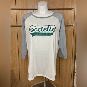 Societie Gray and White Raglan Shirt SZ  - 22/24